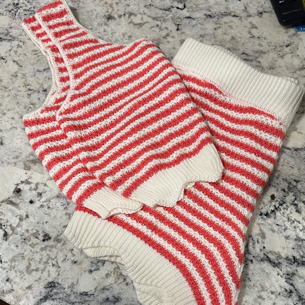 Red and White Striped Women's Bodysuit